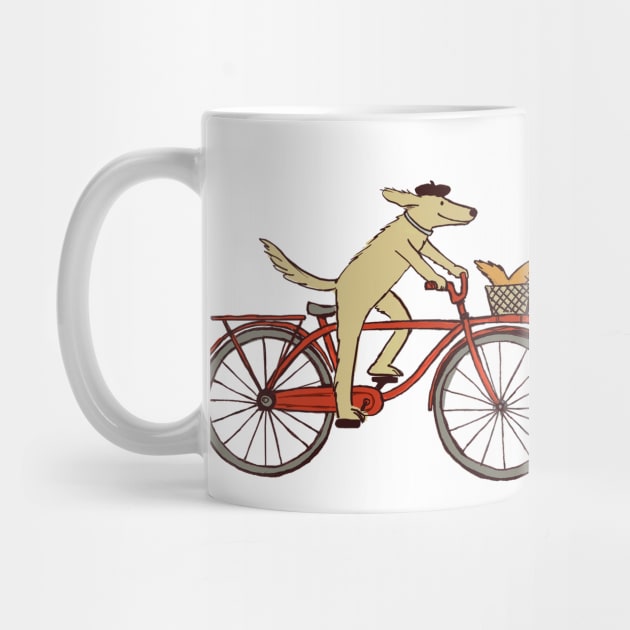 Cycling Dog with Squirrel Friend | Whimsical Animal Art by Coffee Squirrel